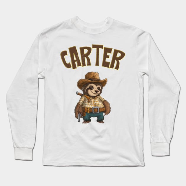 cowboy Sloth carter funny Long Sleeve T-Shirt by kiyomisdada